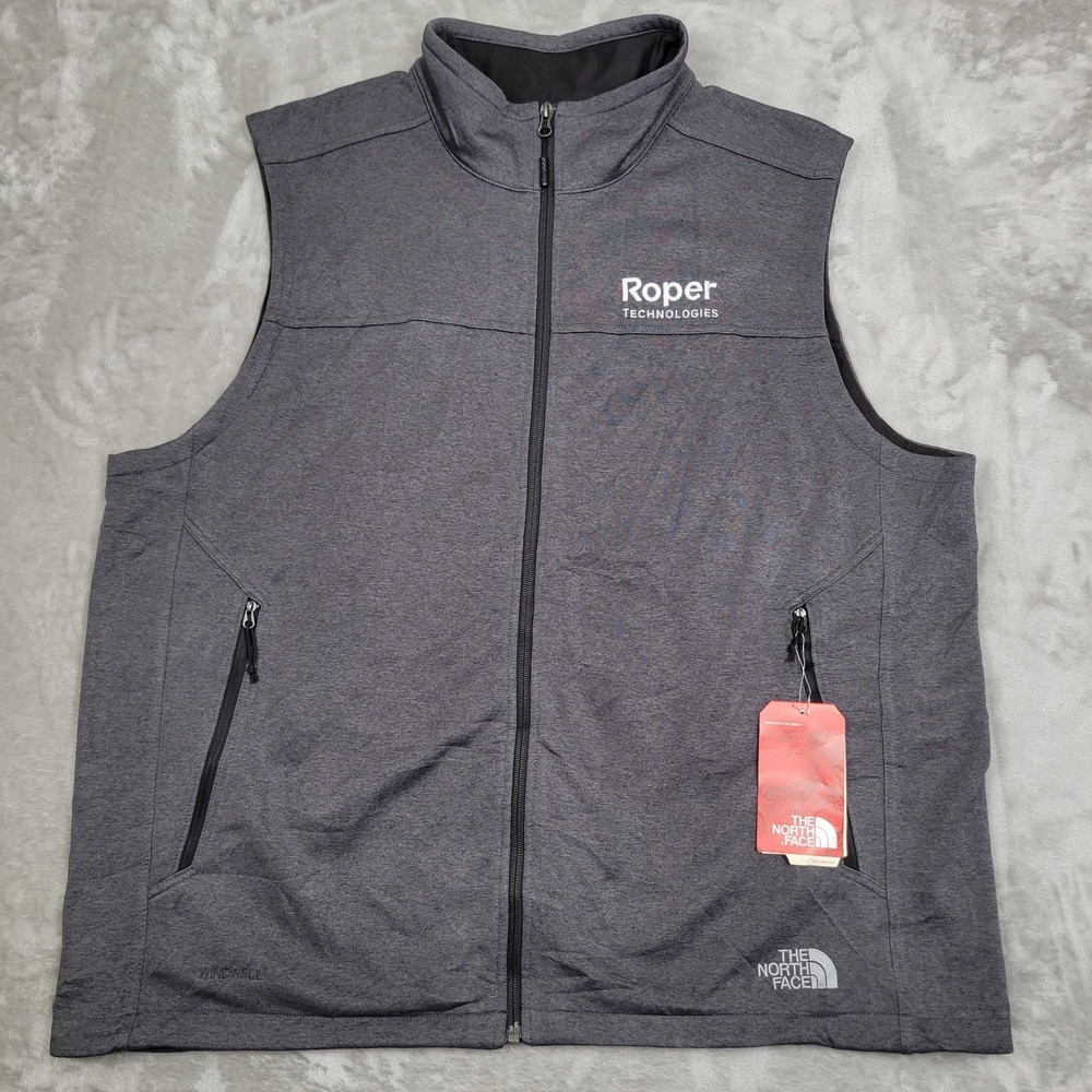 The North Face Mens Dark Gray Full Zip Vest Size 2XL Fleece Zip Pockets Outdoor